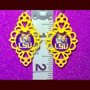 Metal Lace Golden Yellow LSU Tigers earrings